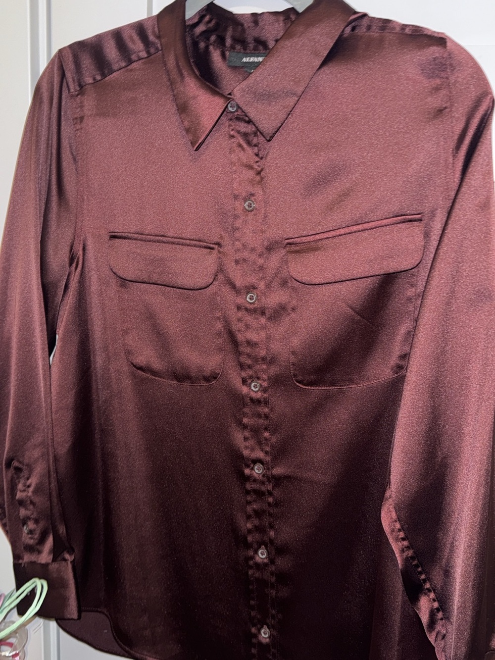 Alfani Silky Burgundy Top